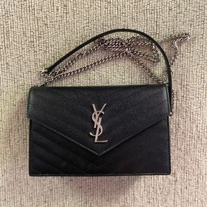 Saint Laurent Small YSL Flap Cassandre Matelass Envelope Chain Wallet